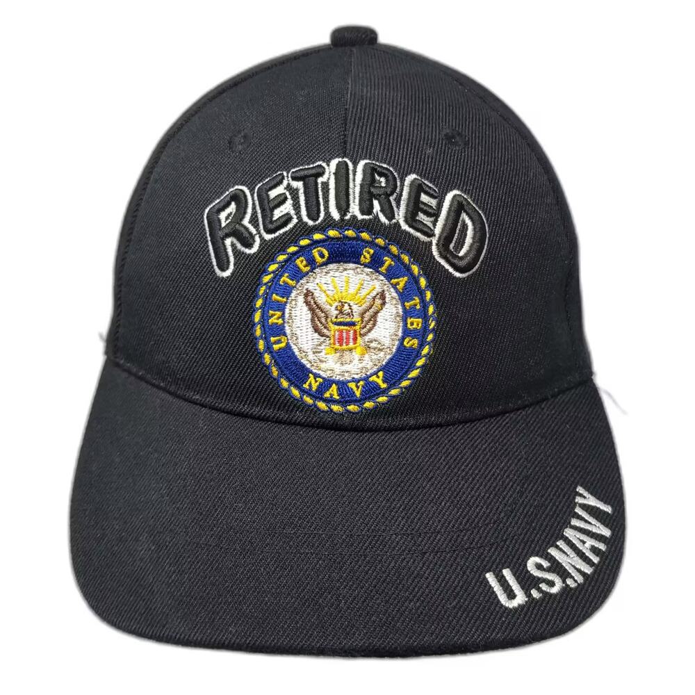 Elite U.S. Navy Retired Baseball Cap Black OS Embroidered Strapback Hat Military